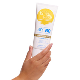 Bondi Sands close-up of sheer lotion texture demonstrating quick absorption and hydration