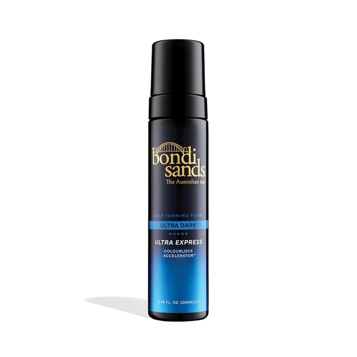 Bondi Sands front packaging showing quick-develop tan benefits