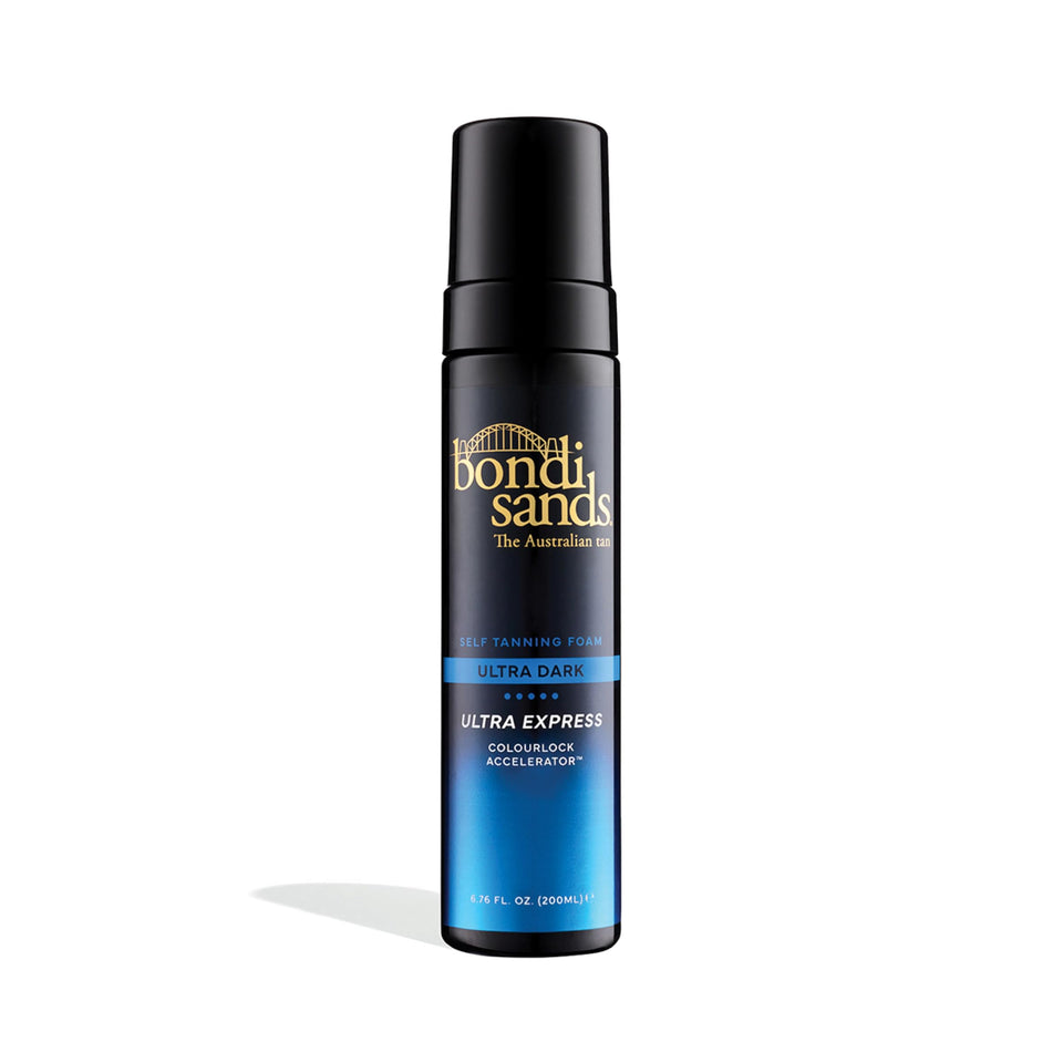 Bondi Sands front packaging showing quick-develop tan benefits
