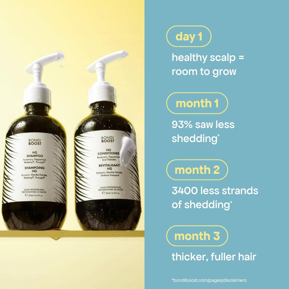 BONDIBOOST bottle next to ruler for scale, clarifies 16.9 fl oz size benefit