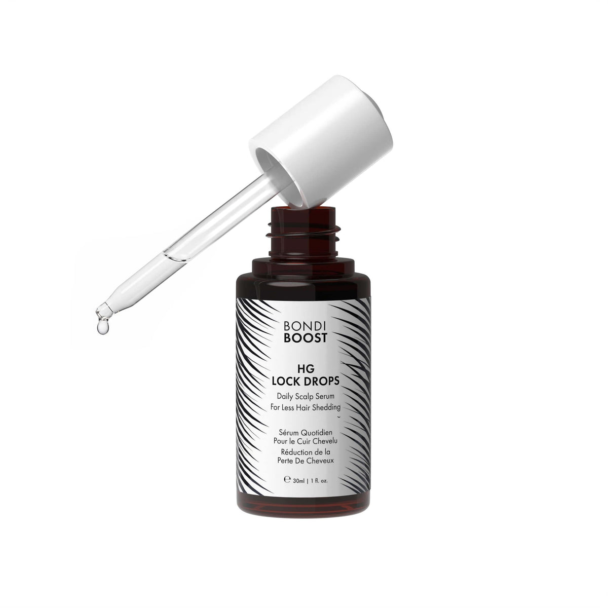 BondiBoost front packaging showing HG Lock Drops for daily fuller hair