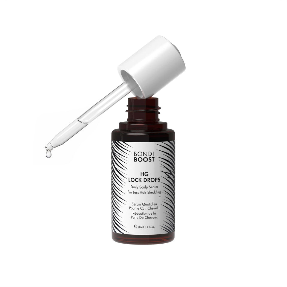 BondiBoost front packaging showing HG Lock Drops for daily fuller hair