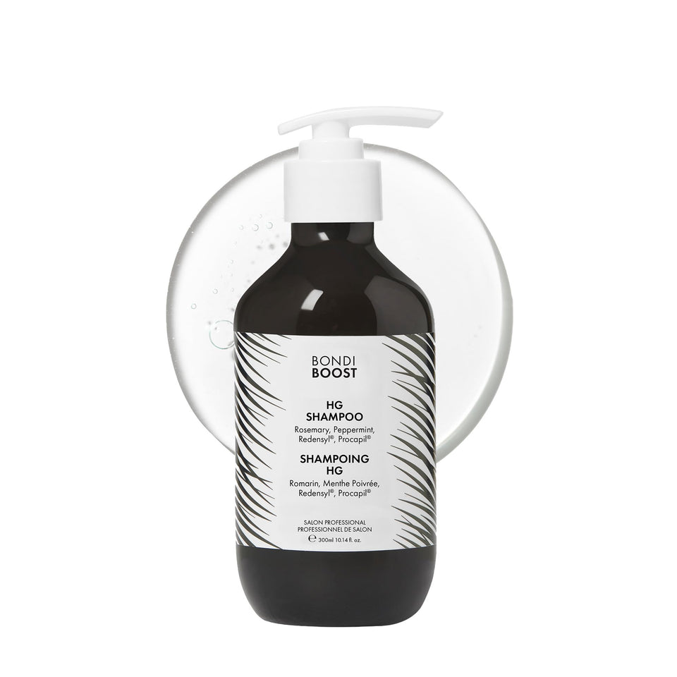 BONDIBOOST HG shampoo front bottle showing label and size benefits