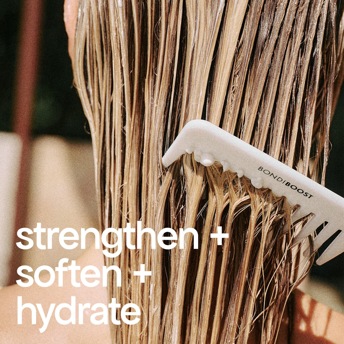 BONDIBOOST styled hair lifestyle shot showing restored shine