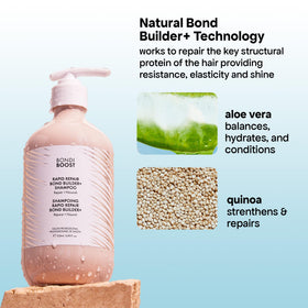 BONDIBOOST being poured onto wet hair demonstrating easy application and coverage