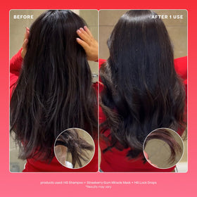 BONDIBOOST before and after ends showing reduced split ends