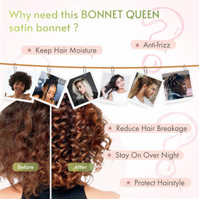 BONNET QUEEN band tied in bow on forehead styling option that keeps hair tidy
