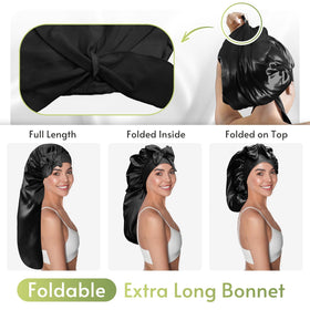 BONNET QUEEN close-up of satin-like fabric highlighting smooth texture to reduce frizz