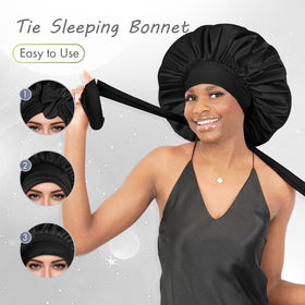 BONNET QUEEN satin fabric close-up showing smooth texture that reduces friction and frizz