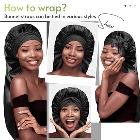 BONNET QUEEN wide stretch tie band detail demonstrating secure no-slip fit