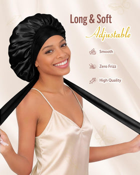 BONNET QUEEN securing a wig and protecting edges without slipping overnight