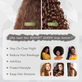 BONNET QUEEN bonnet worn by model with braids showing practical sleep and at-home use