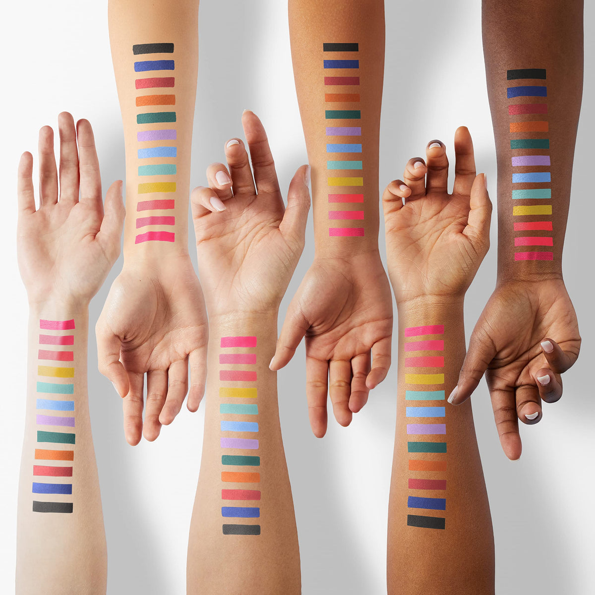 BONNIE CHOICE texture swatches on arm showing creamy blendability benefit