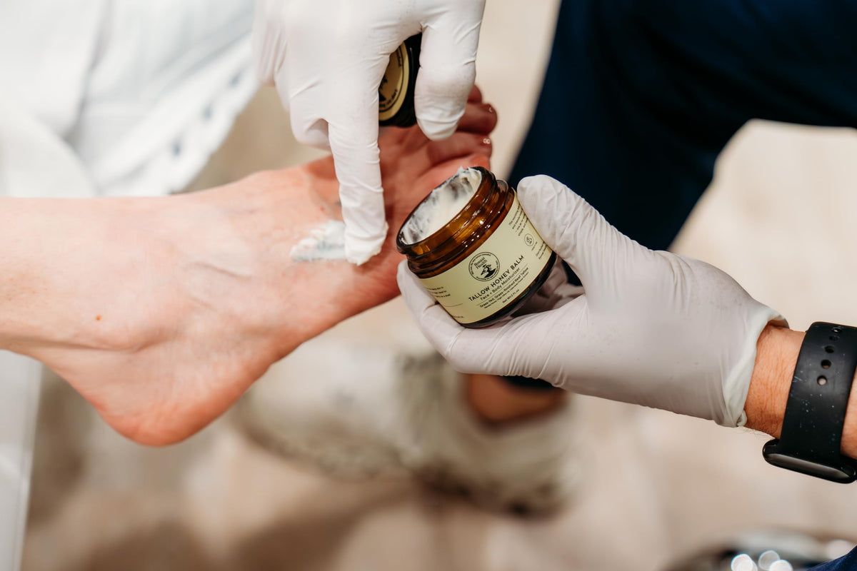 Bonsai Health balm on fingertip demonstrating easy application and concentrated care