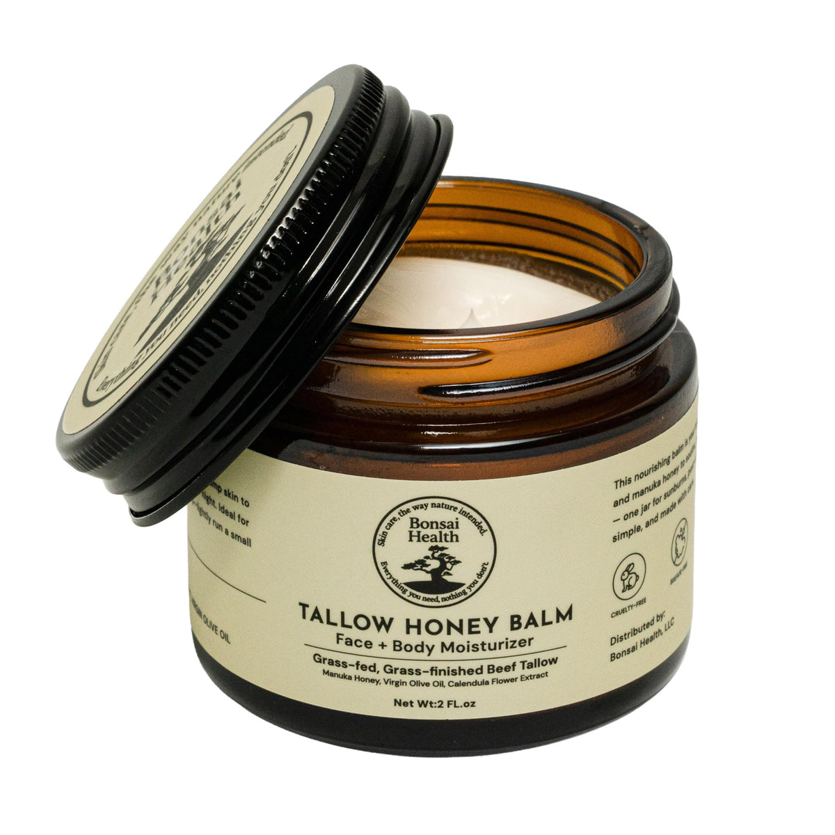 Bonsai Health jar front view showing clean packaging and premium balm benefits