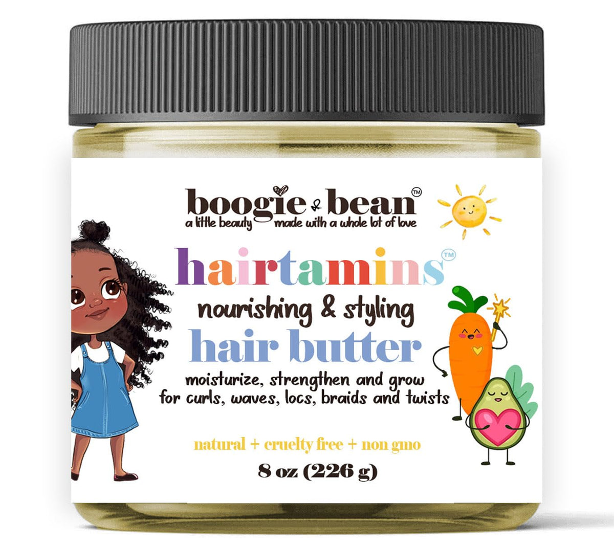 Boogie and Bean front jar showing label and product benefits