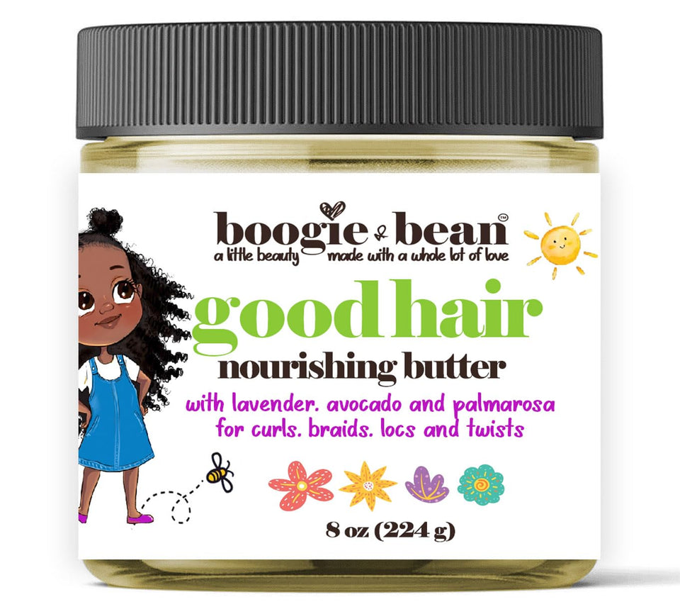 Boogie and Bean front jar showing product and clear benefit of gentle moisturizing