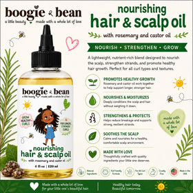 boogie and bean scalp massage on child demonstrating calming circulation benefit