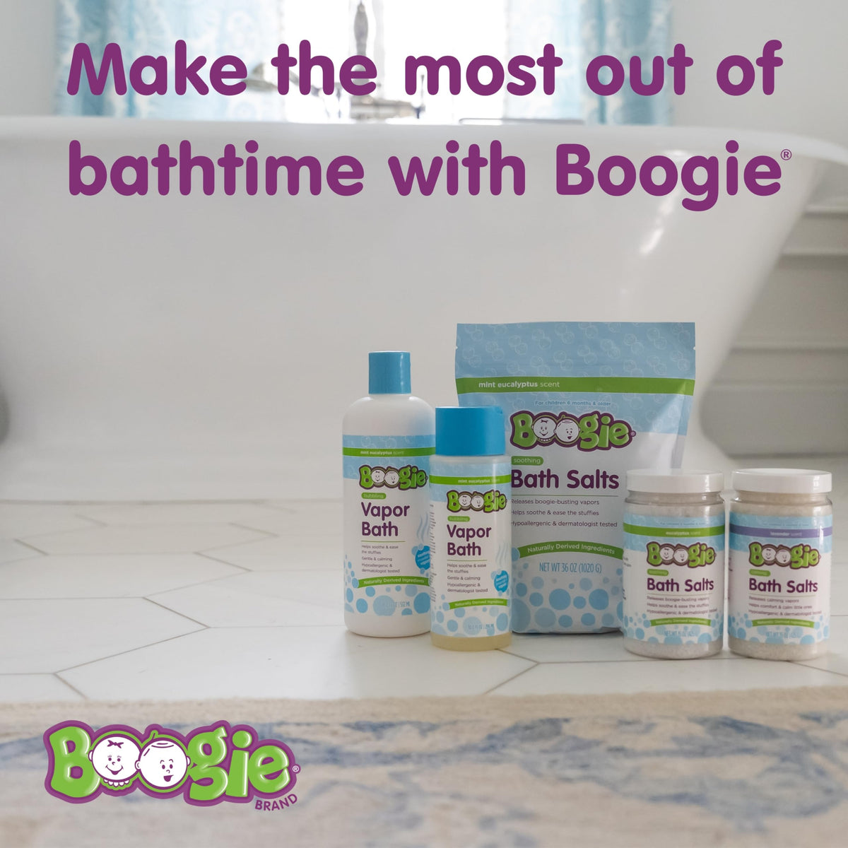 Boogie label close-up listing natural essential oils and hypoallergenic formulation