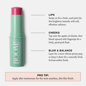 BOOM! by Cindy Joseph lip close shot showing hydrating pink tint