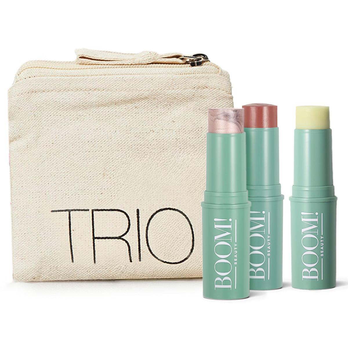 BOOM! by Cindy Joseph front packaging showing three sticks and bag for easy portability