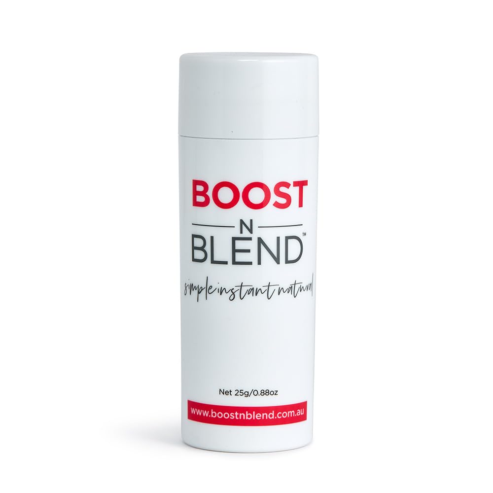 BOOST N BLEND front packaging showing 25g container and label benefit
