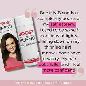BOOST N BLEND lifestyle woman applying product for quick confidence boost