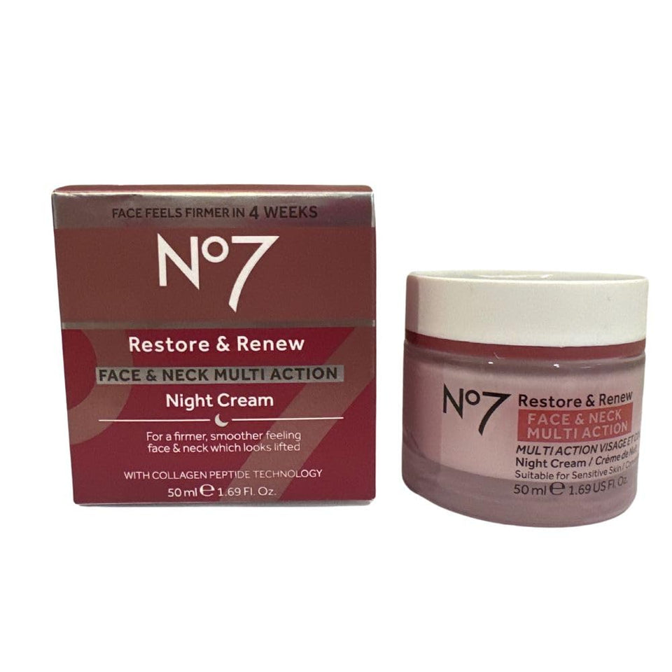 Boots No7 front packaging showing jar and product name benefits