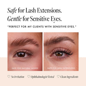Borboleta lash serum in use with a single swipe along upper lash line