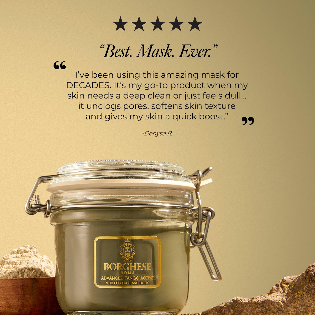 Borghese rinsed skin showing smoother texture and refreshed look