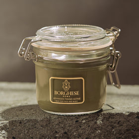 Borghese product label close-up highlighting ingredients and benefits