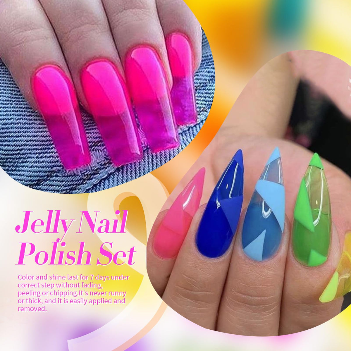 Born Pretty brush stroke swatches showing jelly texture and buildable coverage