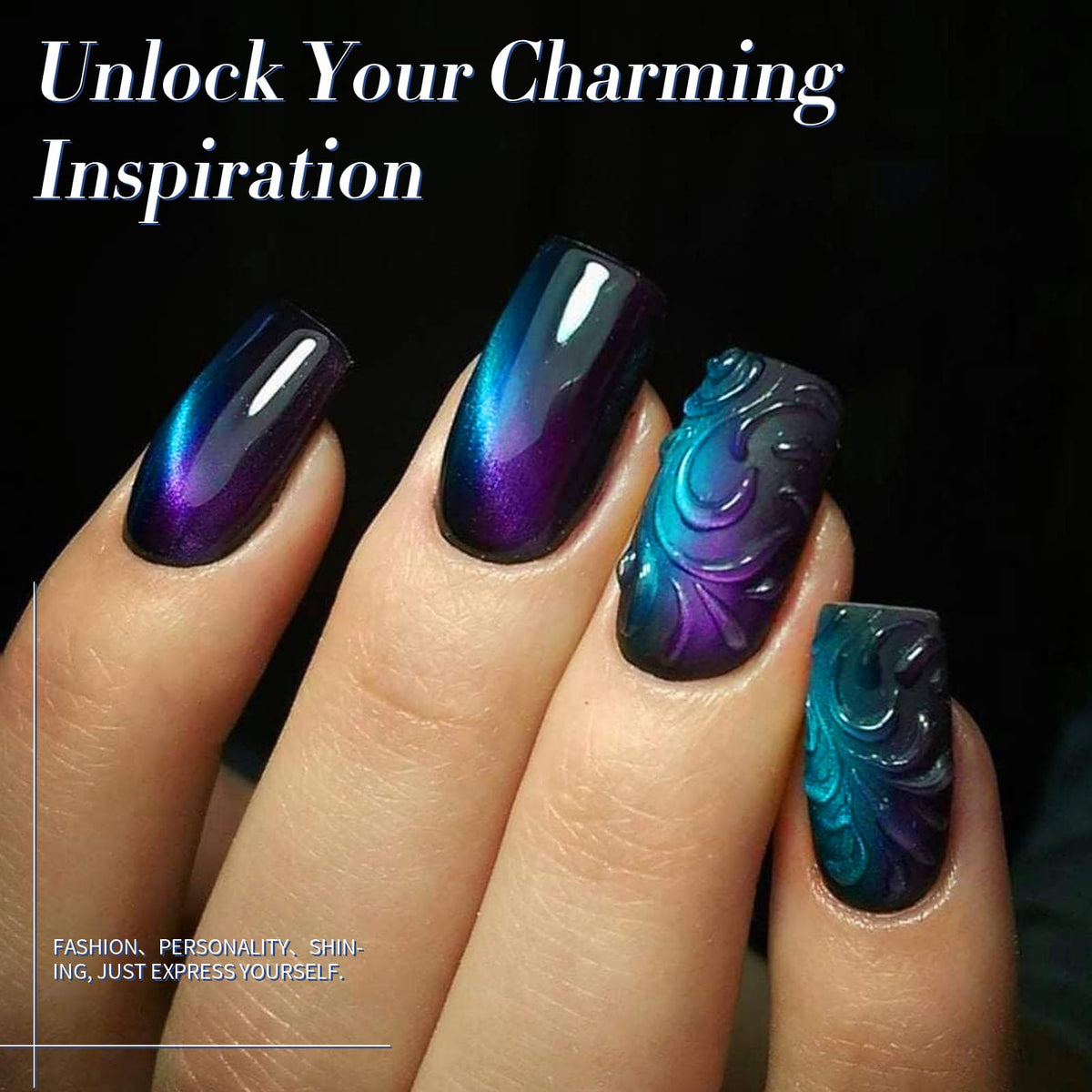 Born Pretty chameleon shades array fanned to show green, blue, purple shifts