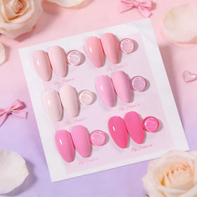 Born Pretty color swatch panel displaying six wearable pink shades for matching