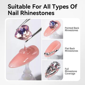 BORN PRETTY cured glossy nail with gems showing durable shine and secure stones