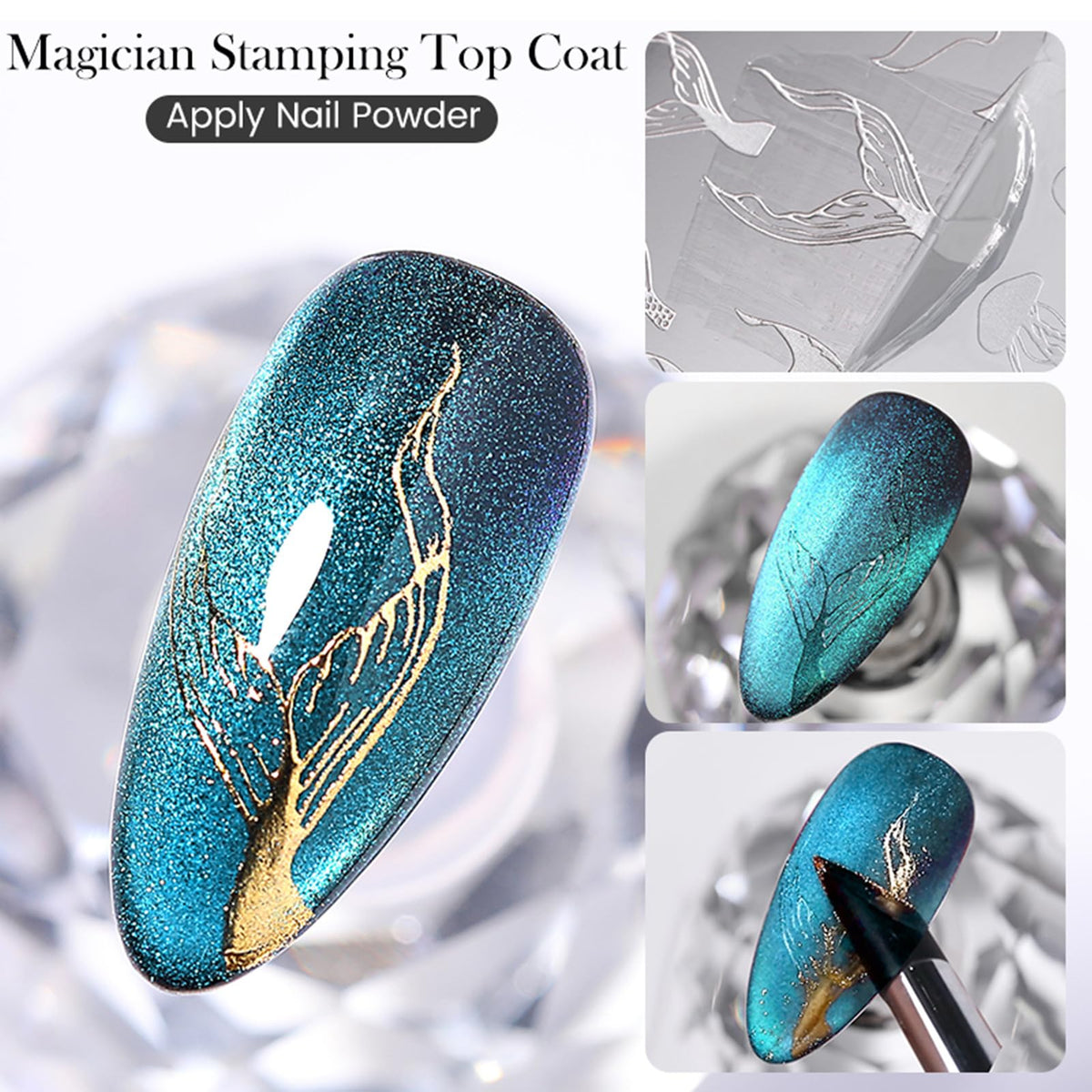 Born Pretty cured nails with stamping design and high-gloss durable shine