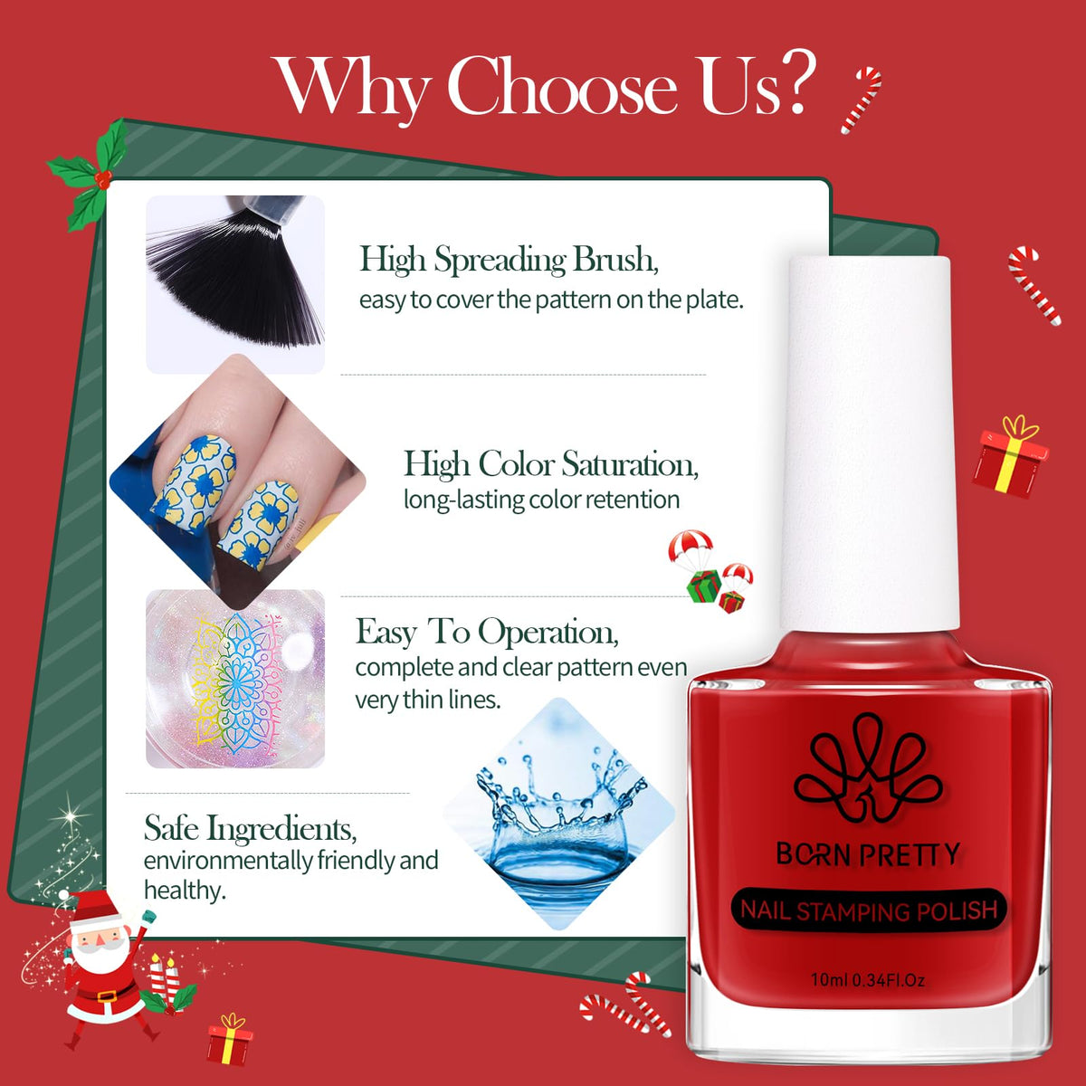 Born Pretty finished manicure lifestyle image highlighting bold designs