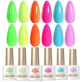 Born Pretty front packaging neon gel set showing six vibrant shades and bold presentation