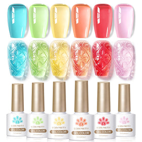 Born Pretty front packaging showing six pastel jelly gel bottles and vacation colors