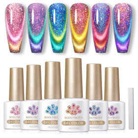 Born Pretty front packaging showing six magnetic gel bottles, ideal for varied chameleon looks