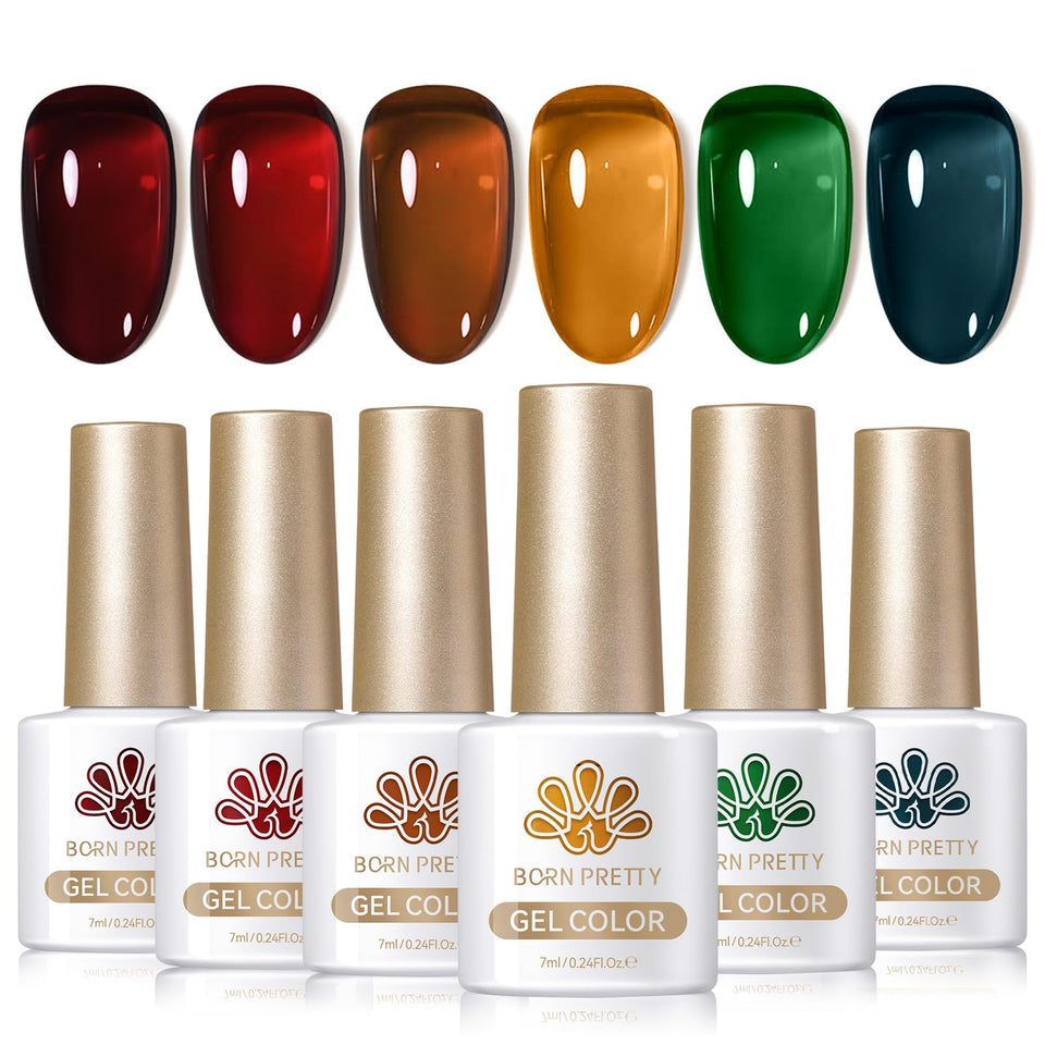 Born Pretty front packaging showing six jelly gel bottles and kit benefits