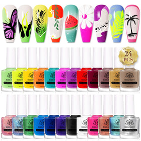 Born Pretty front packaging showing 24 polish bottles and variety benefit showcase
