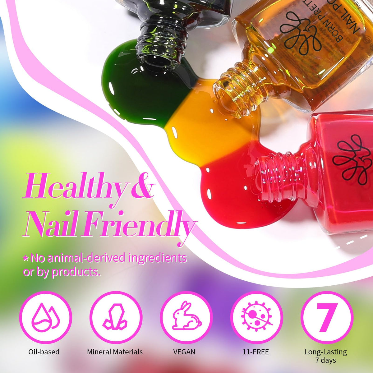 Born Pretty gradient jelly nail art example showing layering and color blending