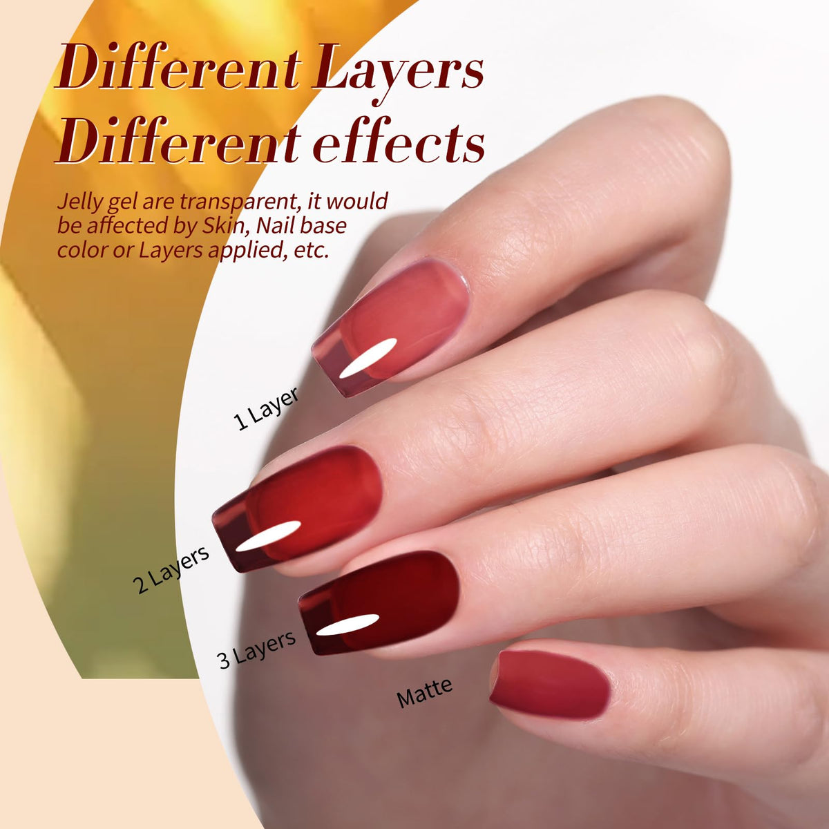 Born Pretty layered manicure showing two and three coats with luminous gloss