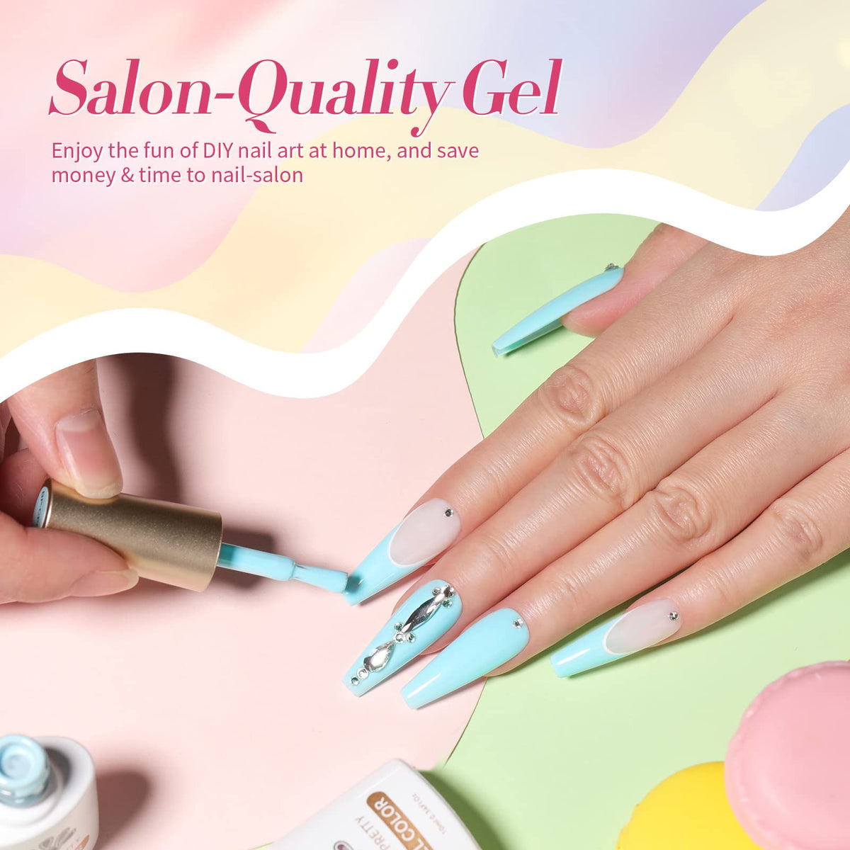 Born Pretty hand model wearing pastel manicure showcasing wearable seasonal style