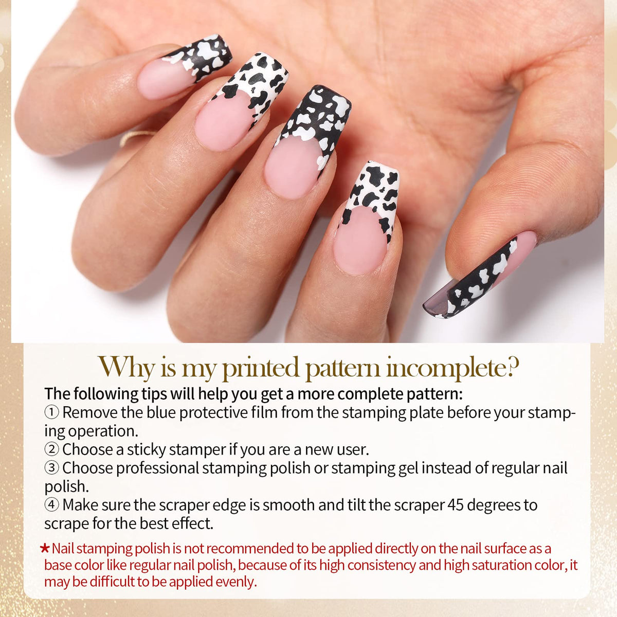 born pretty manicure lifestyle scene showing finished stamped nails