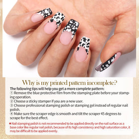 born pretty manicure lifestyle scene showing finished stamped nails
