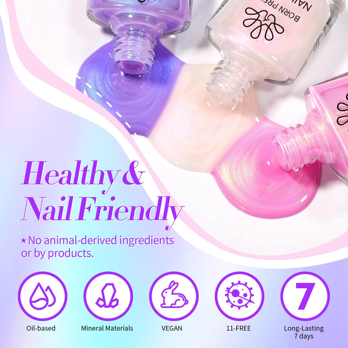 Born Pretty polished nails with summer outfit showing wearable iridescent style