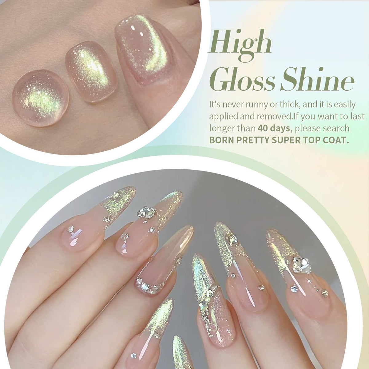 Born Pretty magnet in use over wet gel to create cat-eye effect