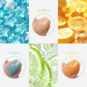 Born Pretty manicure in beach setting showing ocean-themed colors and style